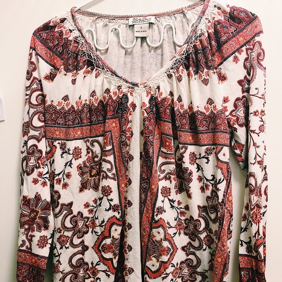 Lucky Brand Top Red Paisley Size Small - Picture 5 of 6